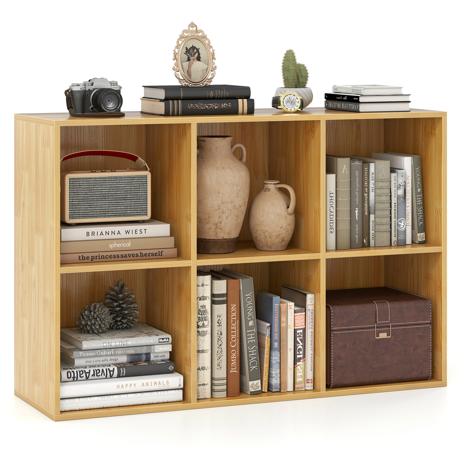 LJG Modern 6-Cube Bookcase with Anti-Tipping Kits for Bedroom Living Room