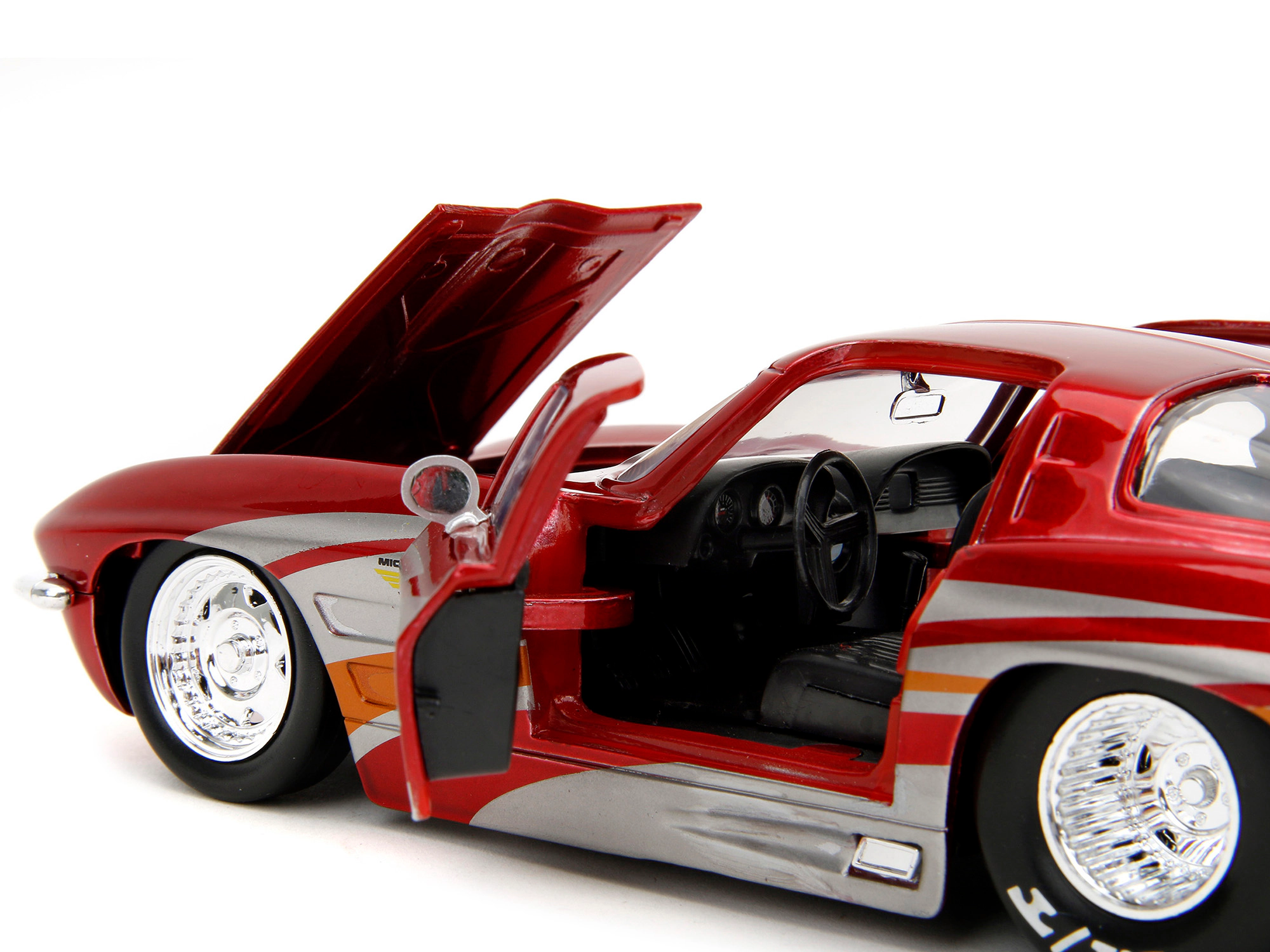 Jada 1963 Chevrolet Corvette Stingray Red Metallic with Silver Graphics "Bigtime Muscle" Series 1/24 Diecast
