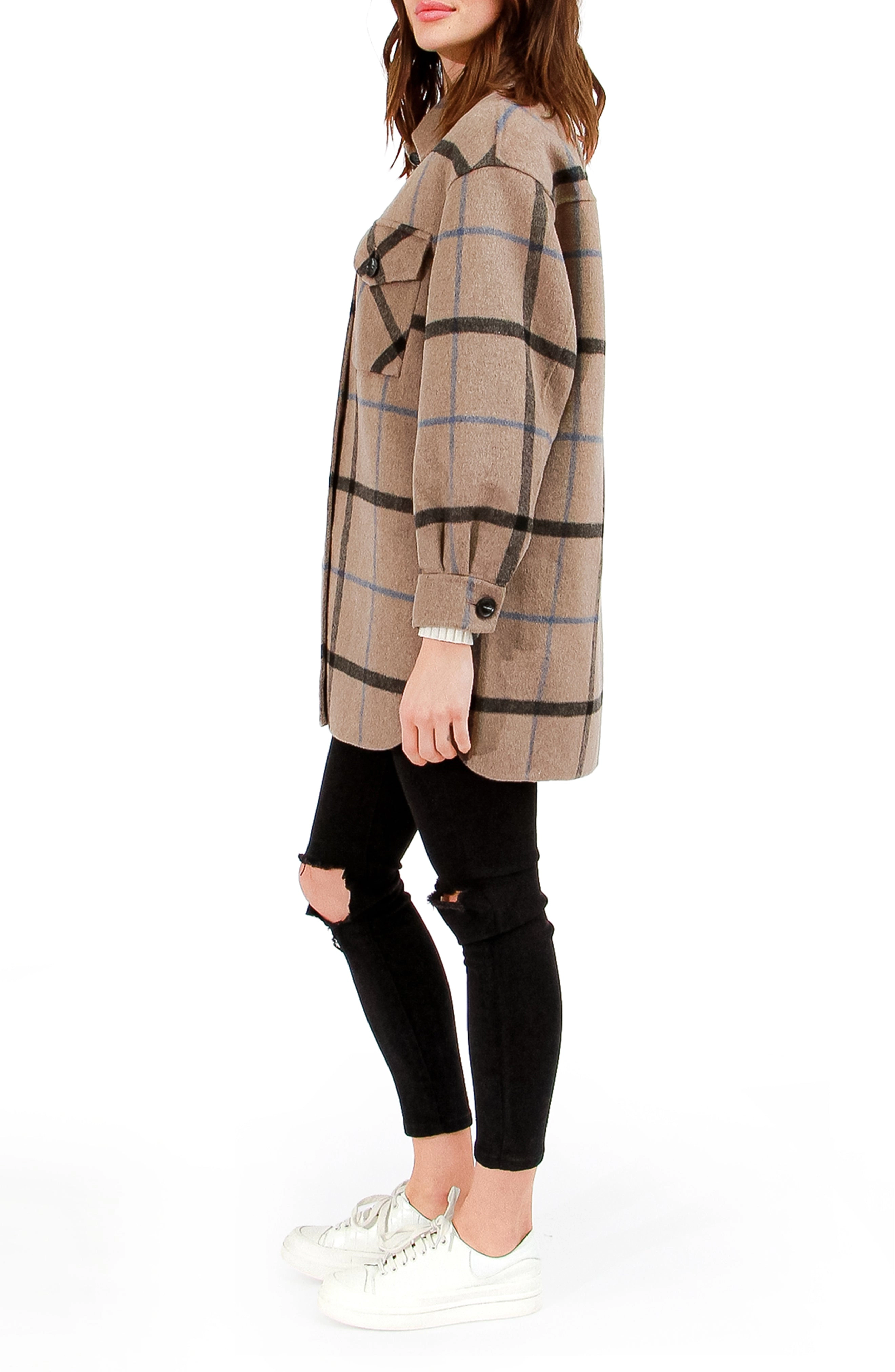Belle & Bloom Womens Back Together Belted Shacket