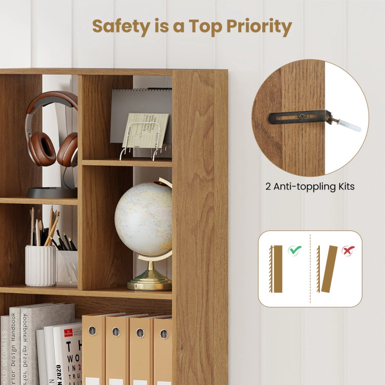 Hivvago 51 inch Tall Freestanding Bookcase with Drawer 7-Cube Storage Organizer