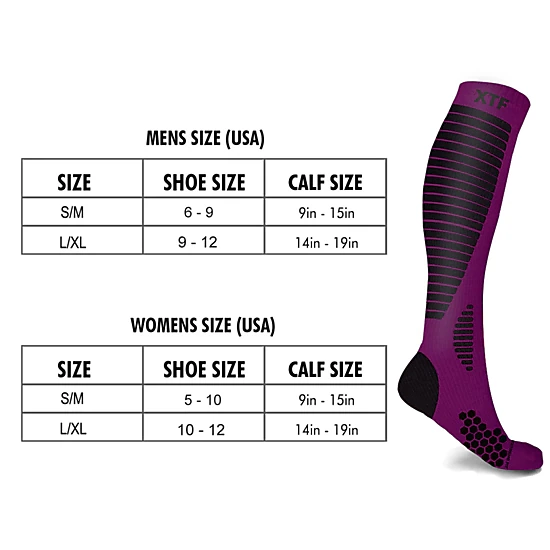 Extreme Fit Copper Compression Socks - Knee High For Running, Athtletics, Travel - 6 Pair