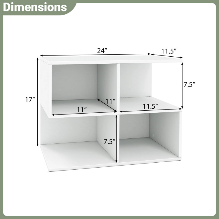 Hivvago 3-Tier Modern S-Shaped  End Table  With 4 Storage Cubes