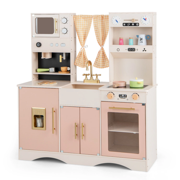 Hivvago Kids Kitchen Playset with Microwave and Coffee Maker for Ages 3+