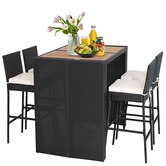 LJG 5 Pieces Patio Acacia Wood Dining Set