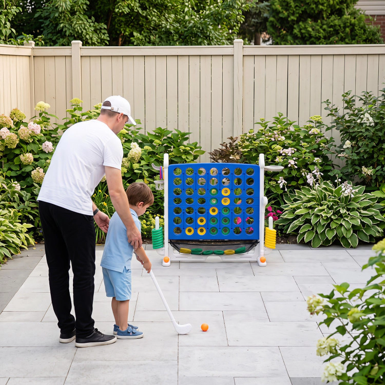 Hivvago 4-in-1 Height Adjustable Row Connect Game with Mesh Net and Carrying Bag