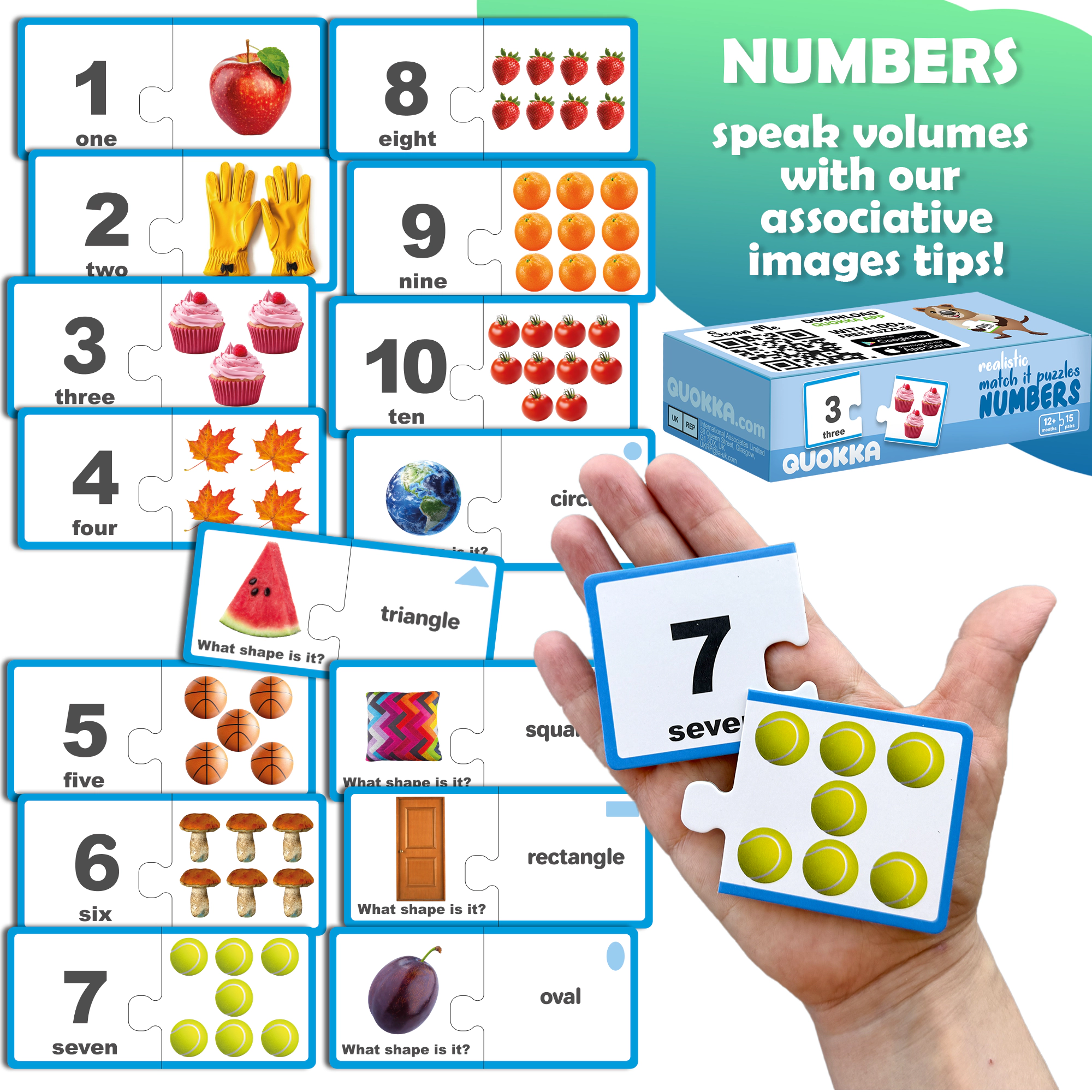 QUOKKA Matching Puzzles for Toddlers, Numbers, Animals & Opposites Learning Cards, 5-Pack Set