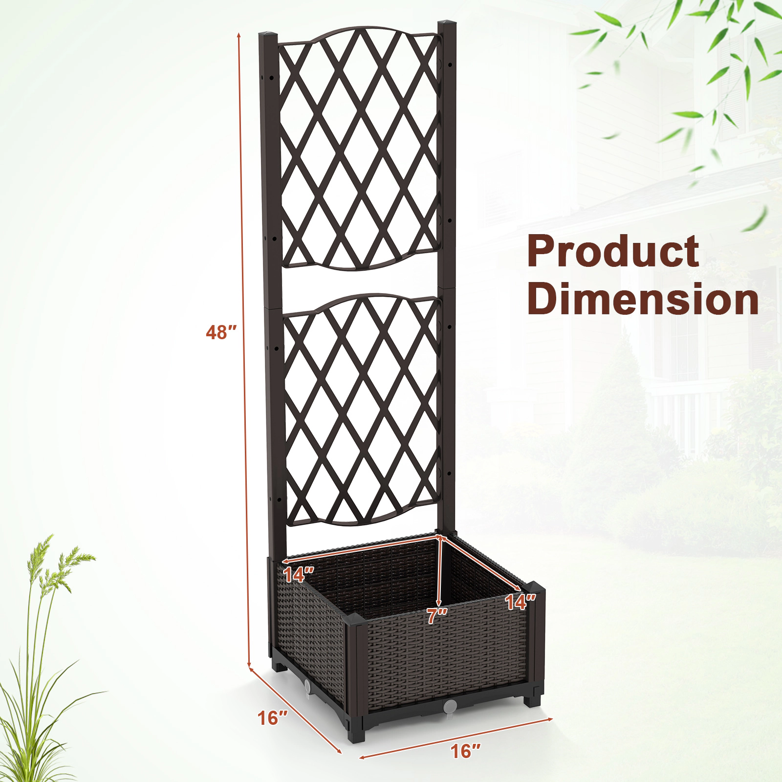 SlickBlue Outdoor Garden Bed with Water Storage Tray and Trellis
