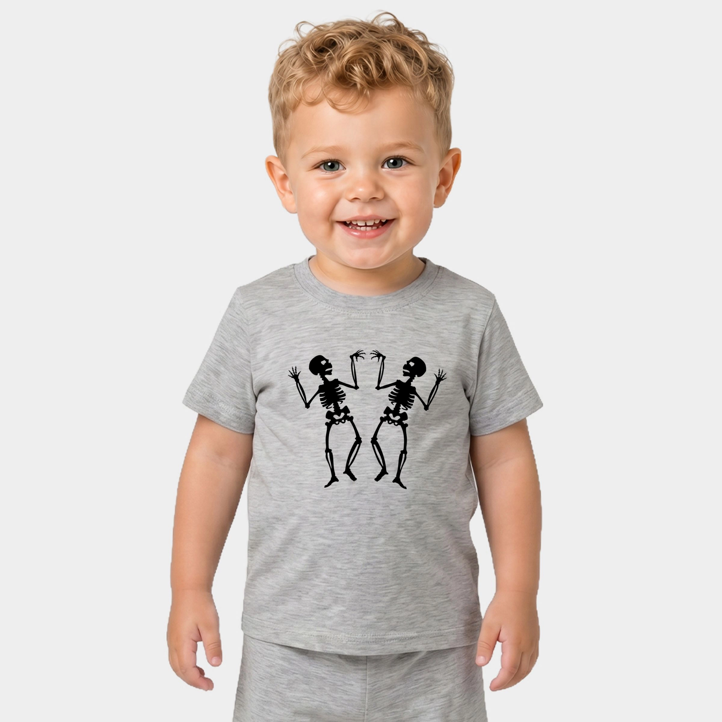 The Juniper Shop - Toddler Crew Shorts Set Two Dancing Skeletons