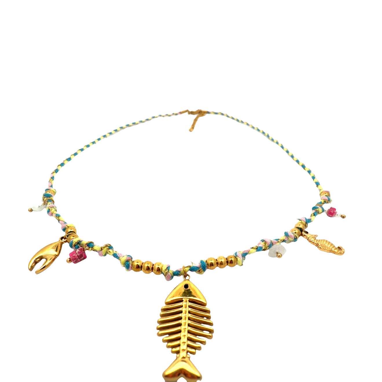 Gemini Jewelry Nautical Charm Faux Pearl Station Necklace