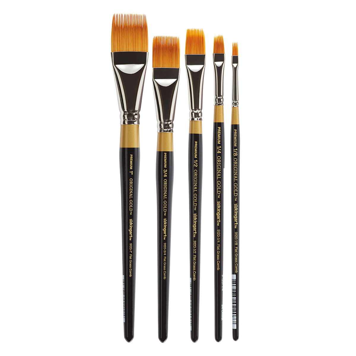 KINGART Original Gold 9120 Rake Golden Taklon Brush Set - 5 pc
