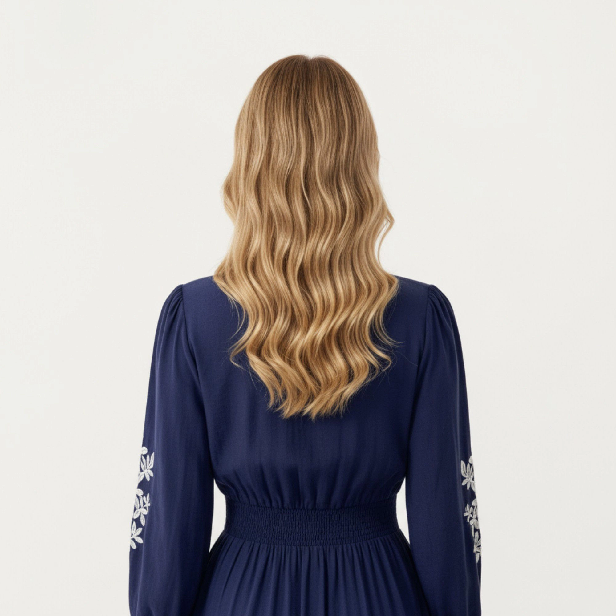 Anna-Kaci Women's Long Sleeve Embroidered Midi Dress with Smocked Waist and V-Neckline