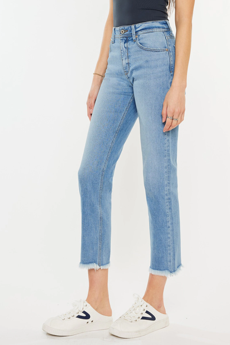 KanCan Women's Essentials High Rise Slim Straight Leg Jeans Nancy