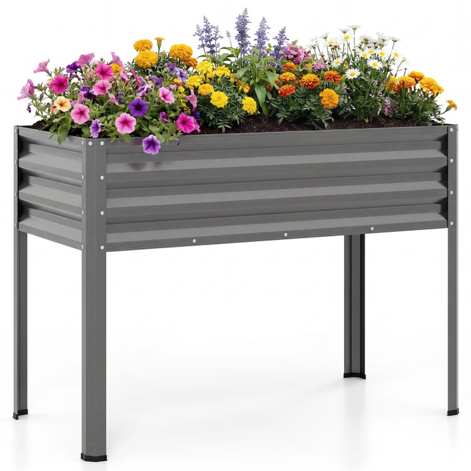 SUGIFT 175-lb Capacity 5-cu ft 44-in Electro-Coated Metal Raised Garden Bed with Legs and Drainage Holes
