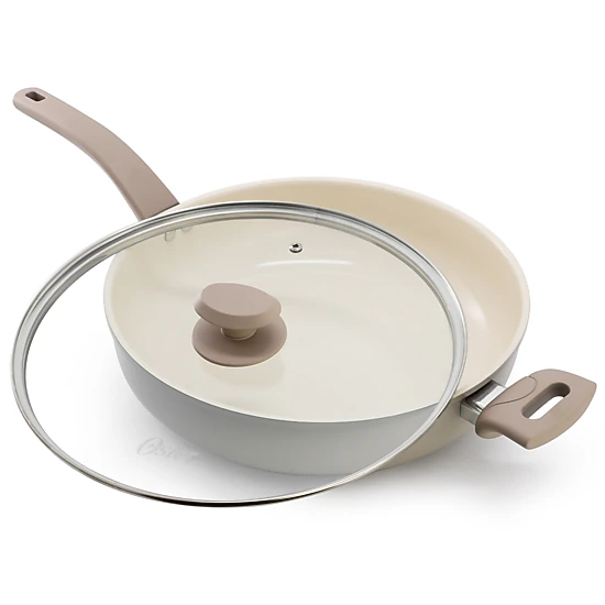 Oster Sutterville Choice 5 Quart Ceramic Nonstick Saute Pan with Lid in Beige