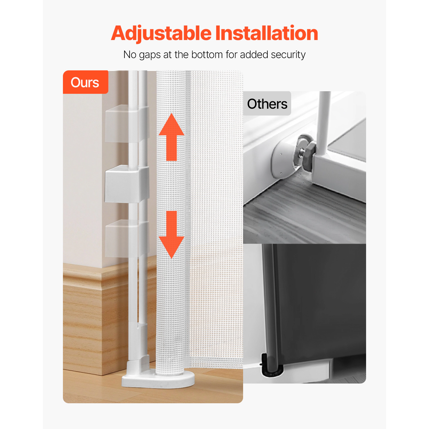 HONGGE Retractable Mesh Safety Gate, 34 in Tall, Extends up to 55 in Wide, Anti-Crawl for Stairs, White