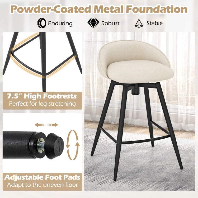Hivvago Padded Bar Chairs with Supportive Back and Footrest Design - Set of 2