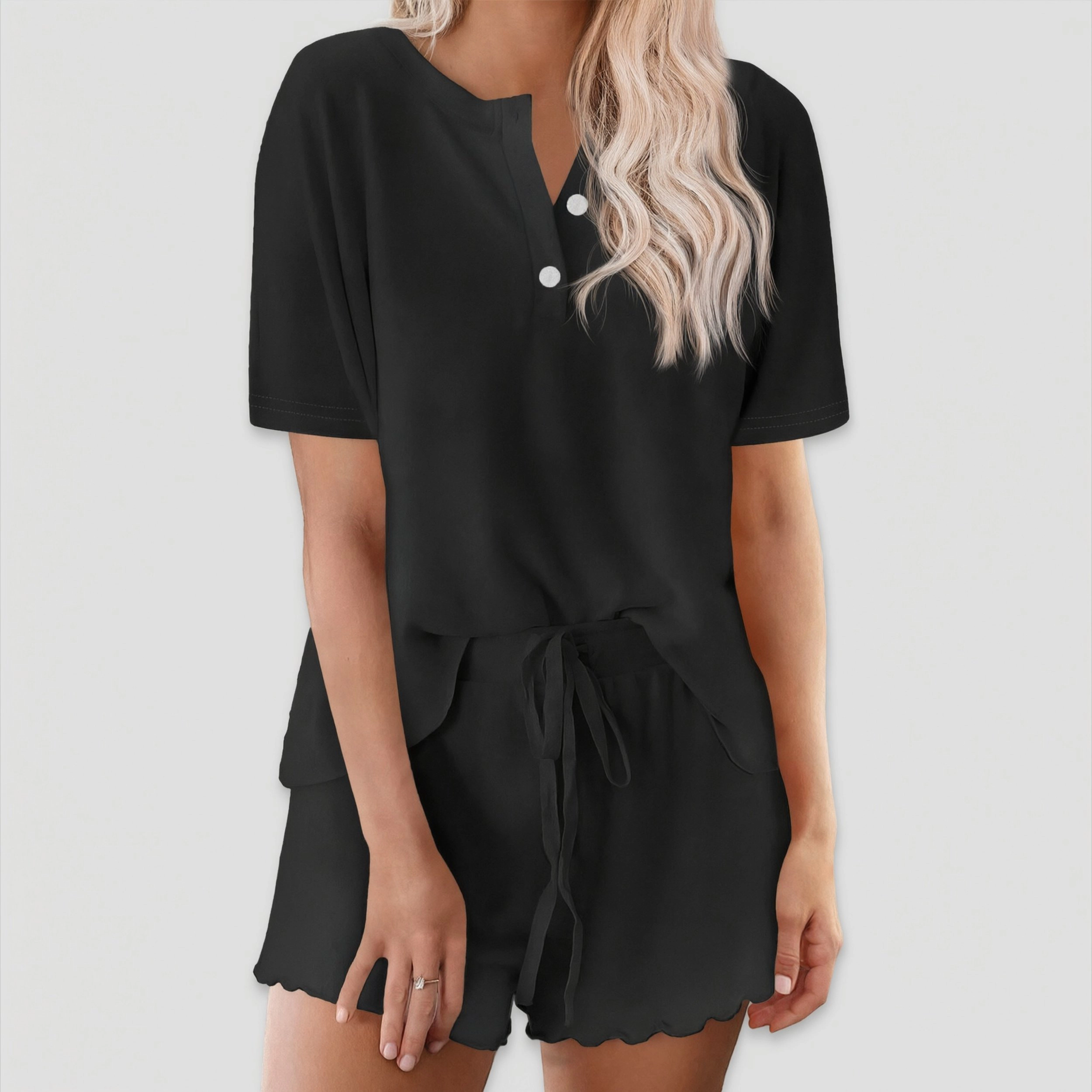 Ekouaer Women’s Soft Lightweight Lounge Set Short Sleeve Top