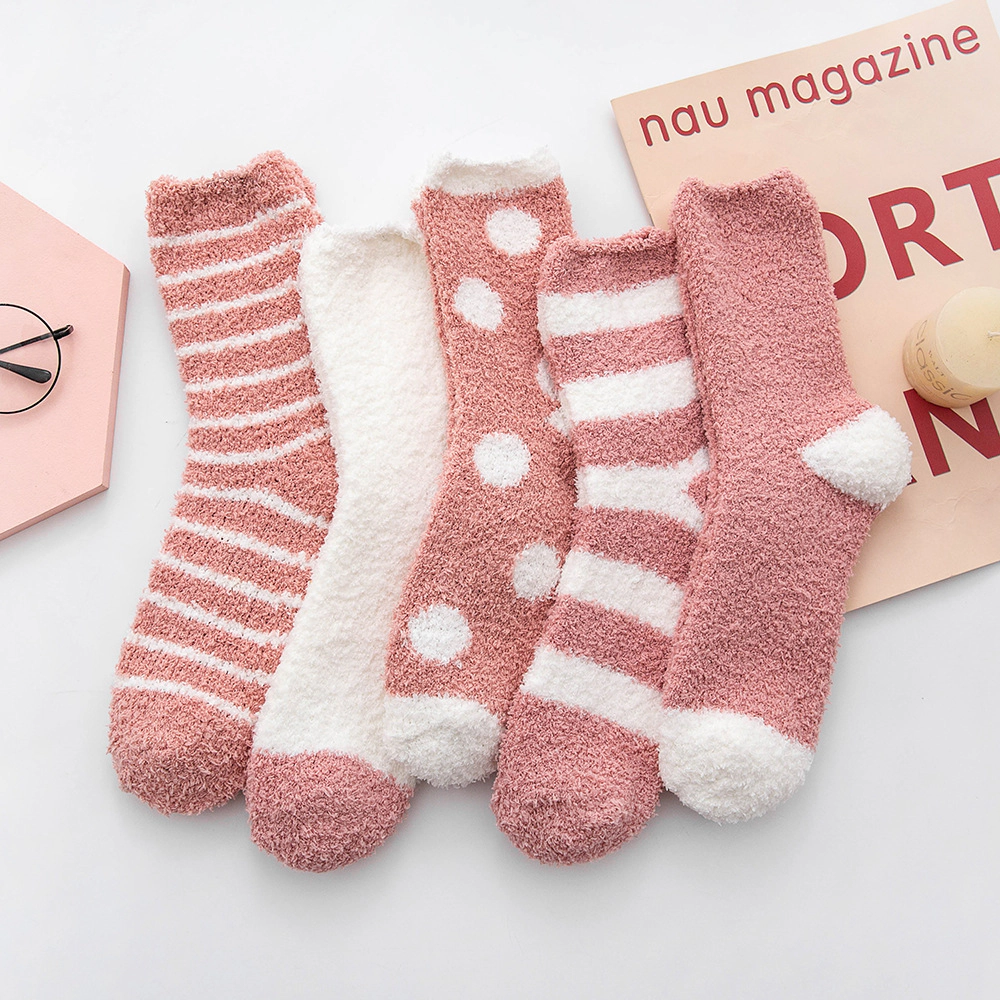 Wardrobe Whimsy 5 Pairs Women Soft Fuzzy Fluffy Cozy Warm Sleeping Slipper Socks