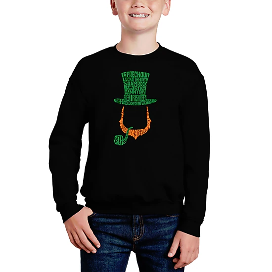 LA Pop Art Boy's Word Art Sweatshirt - Leprechaun