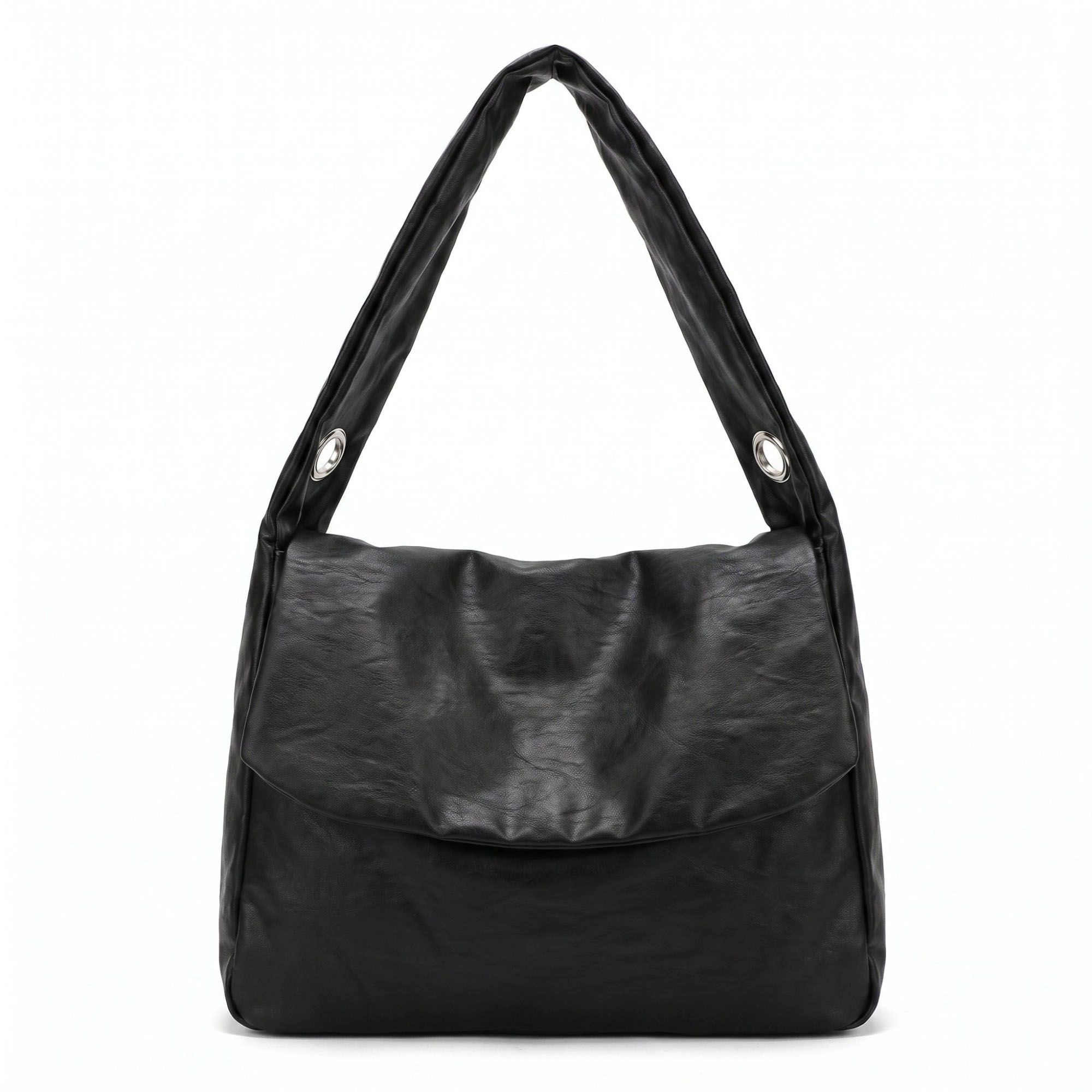 Alilang Women's  Flap Hobo Bag with Grommet Strap and Wide Shoulder Handle 11.8x9.5x4in
