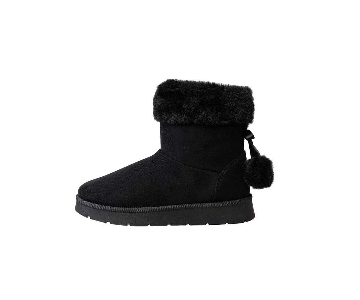 Bebe Girl's Cozy Boot with Bow and Pom Details