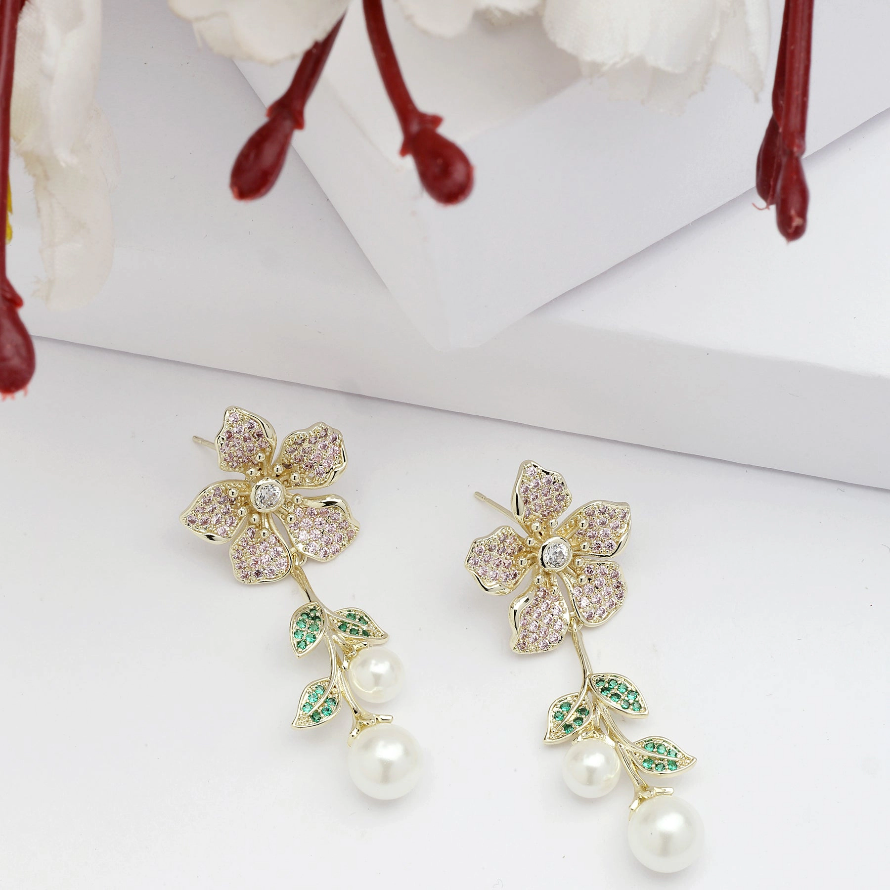 AGP PARIS Womens Diva Floral Drop Earrings