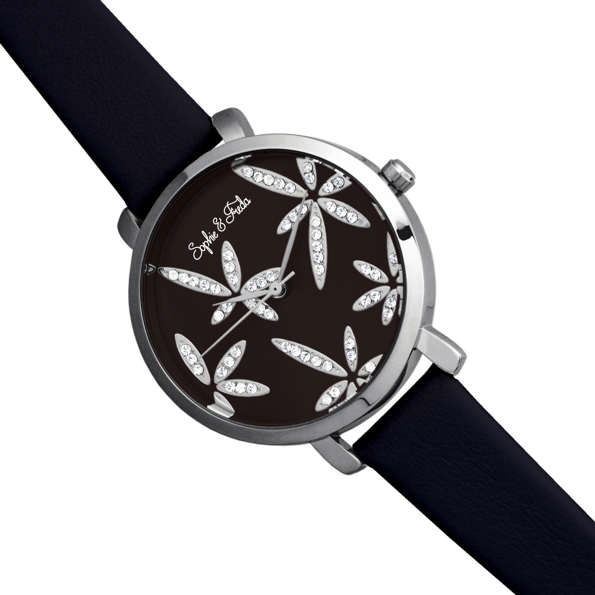 Sophie & Freda Key West Leather-Band Watch w/Swarovski Crystals