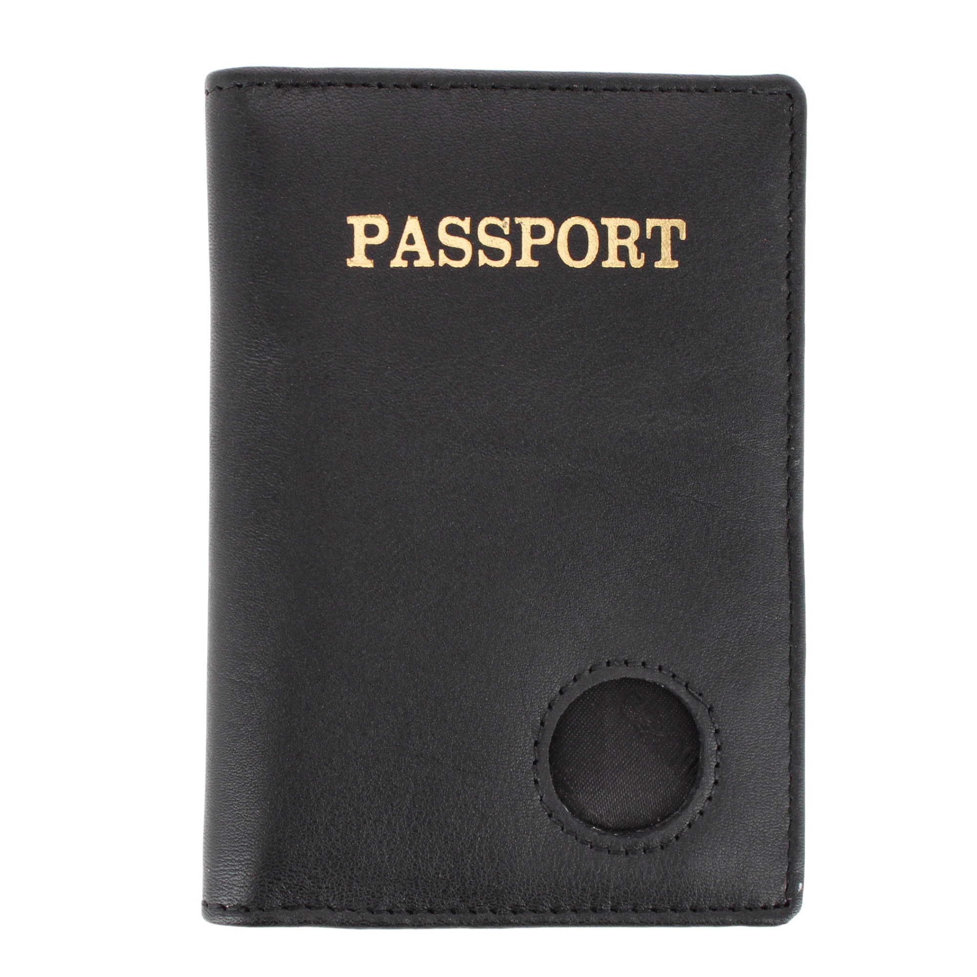 CTM Classic Genuine Leather Passport Wallet with Tracker Tag Pocket