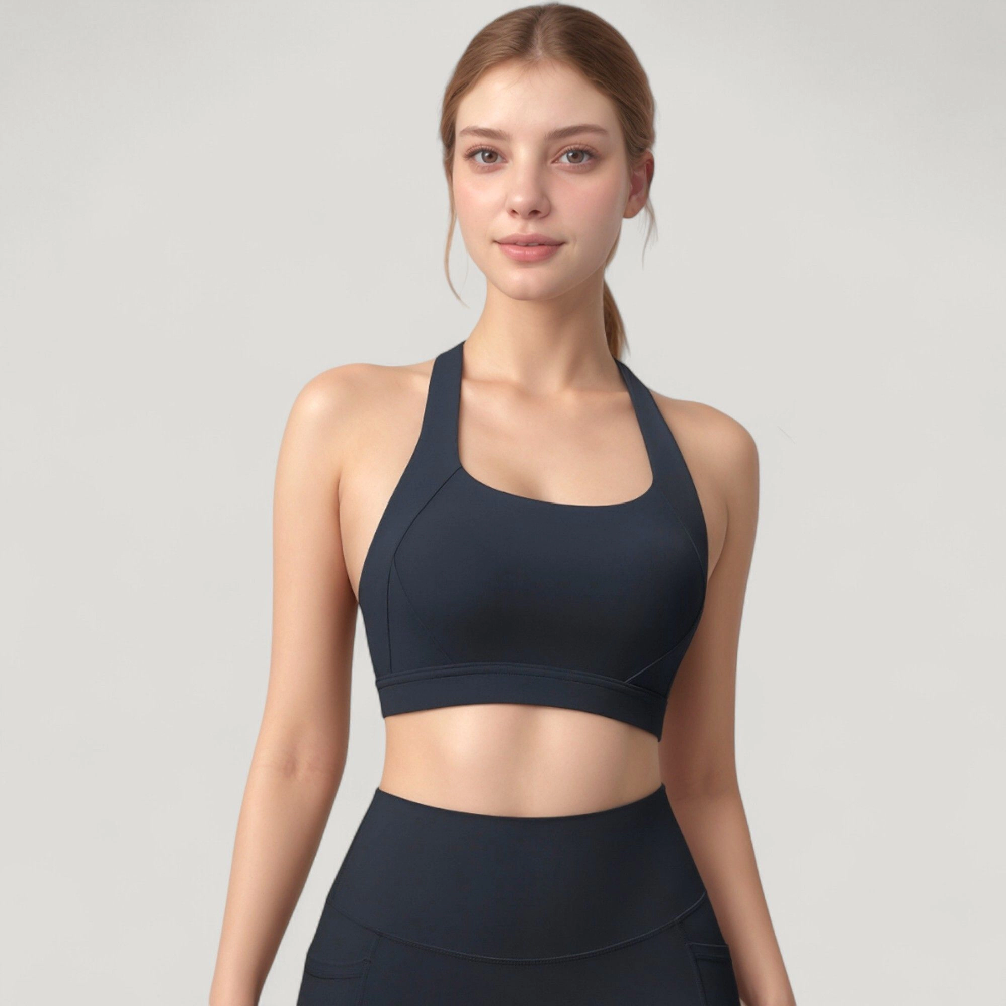 Anna-Kaci Women's Scoop Neck Seamless Athletic Crop Top with Wide Shoulder Straps