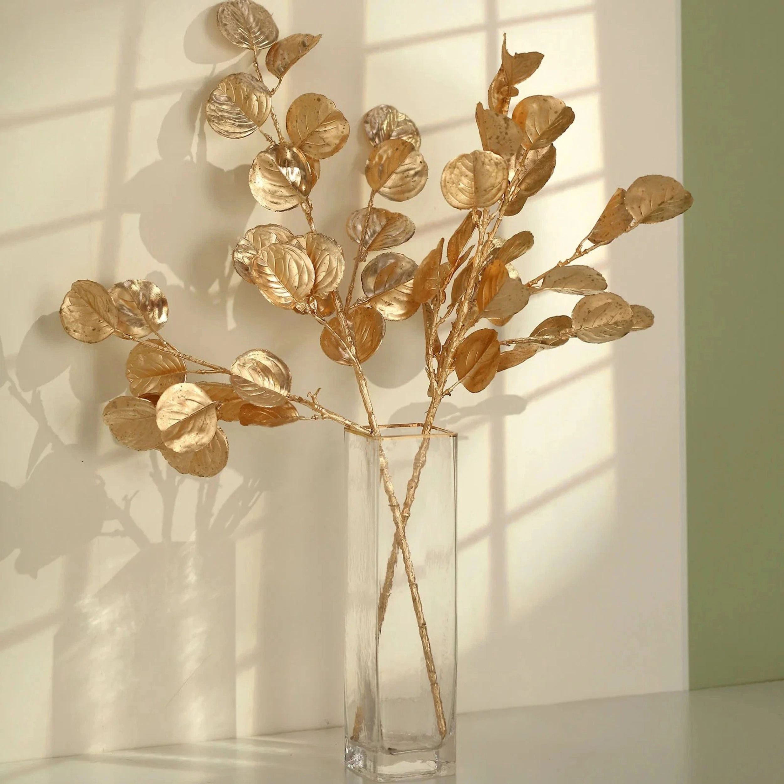 Home Collection Set of 2 27-Inch Metallic Eucalyptus Leaf Stems