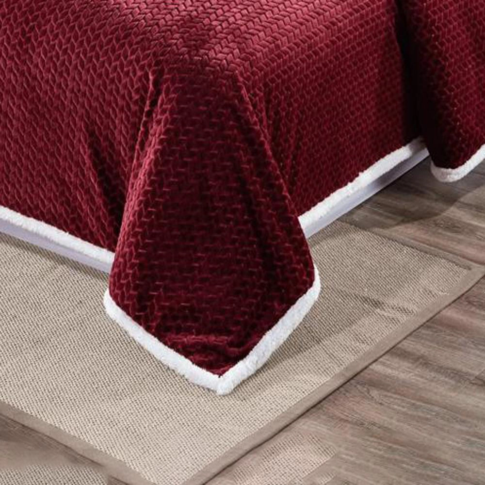 Plazatex Reversible And Comfortable Braided Oversized Sherpa Blanket - Queen 90x90