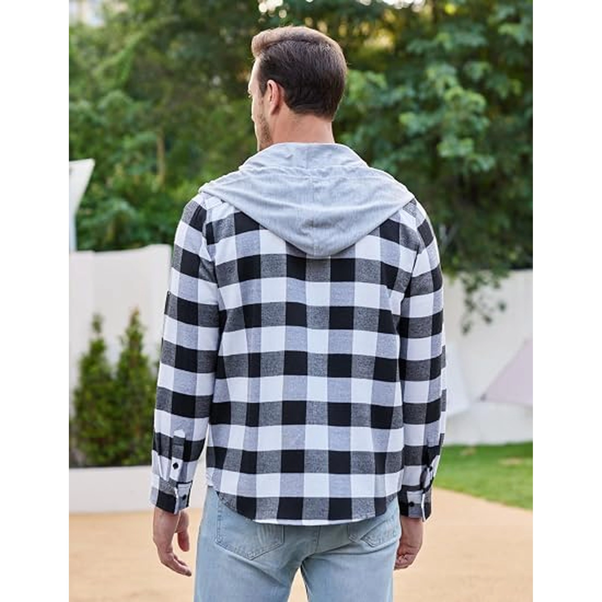 COOFANDY Men's Regular Fit Hooded Long Sleeve Flannel Shirt