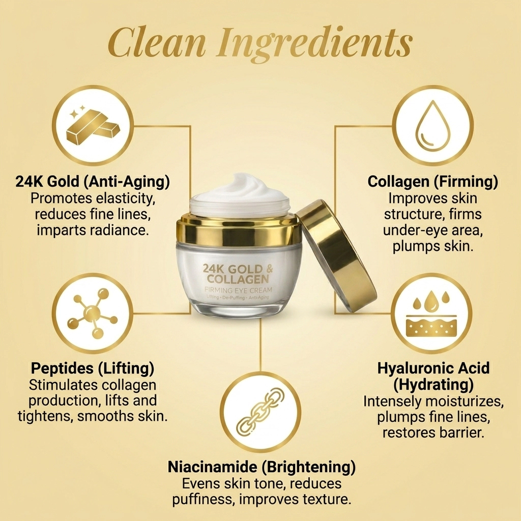 Lovery 24K Gold & Collagen Firming Eye Cream - Luxury Korean Skincare Lifting & Anti-Aging Eye Treatment