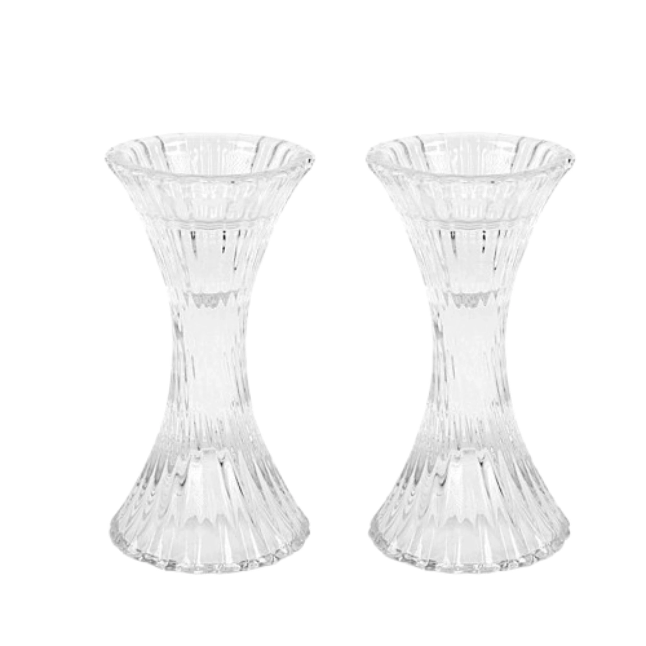 Home Collection Set of 2 5-Inch Reversible Glass Candle Holders