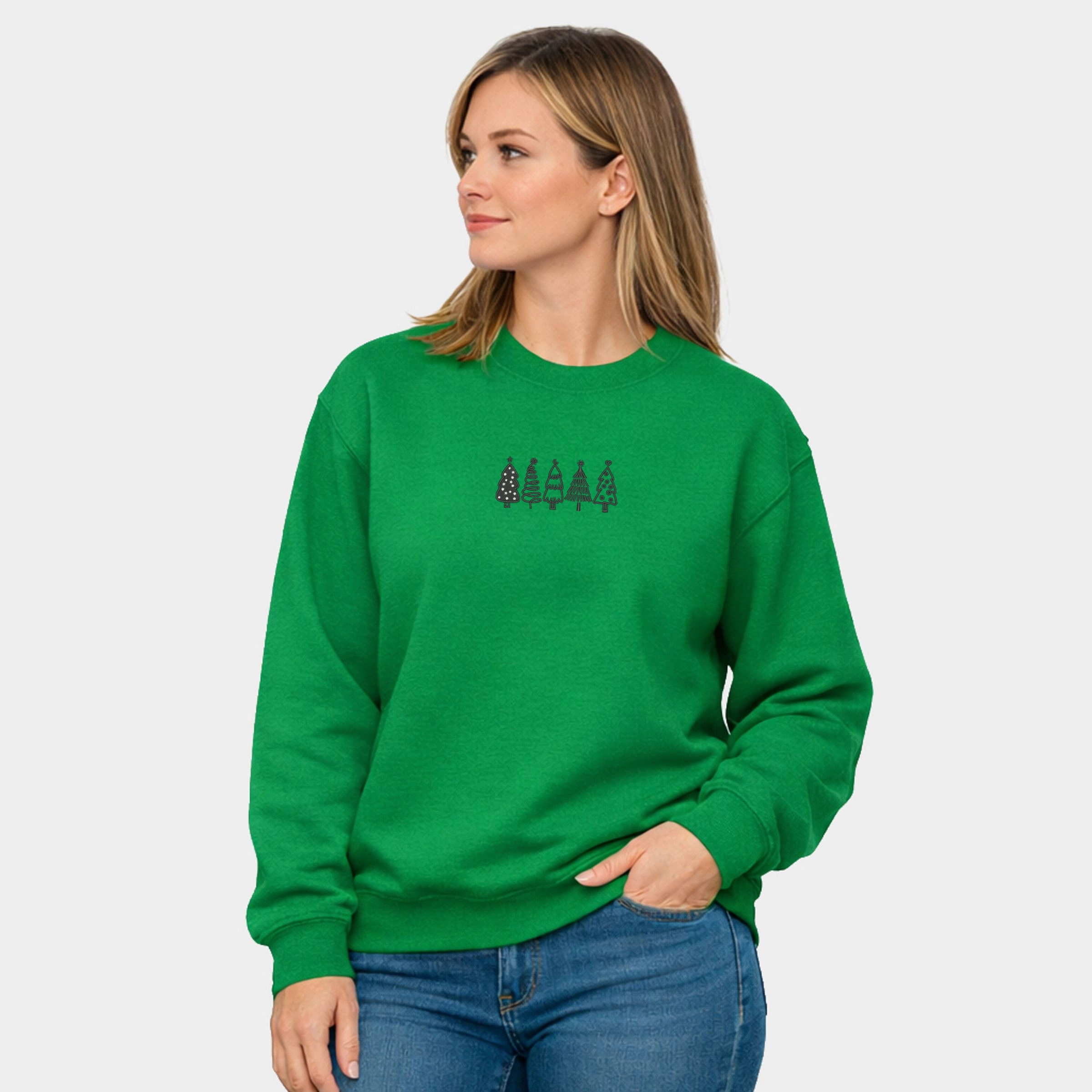 Simply Sage Market - Embroidered Christmas Trees  Women's Graphic Sweatshirt