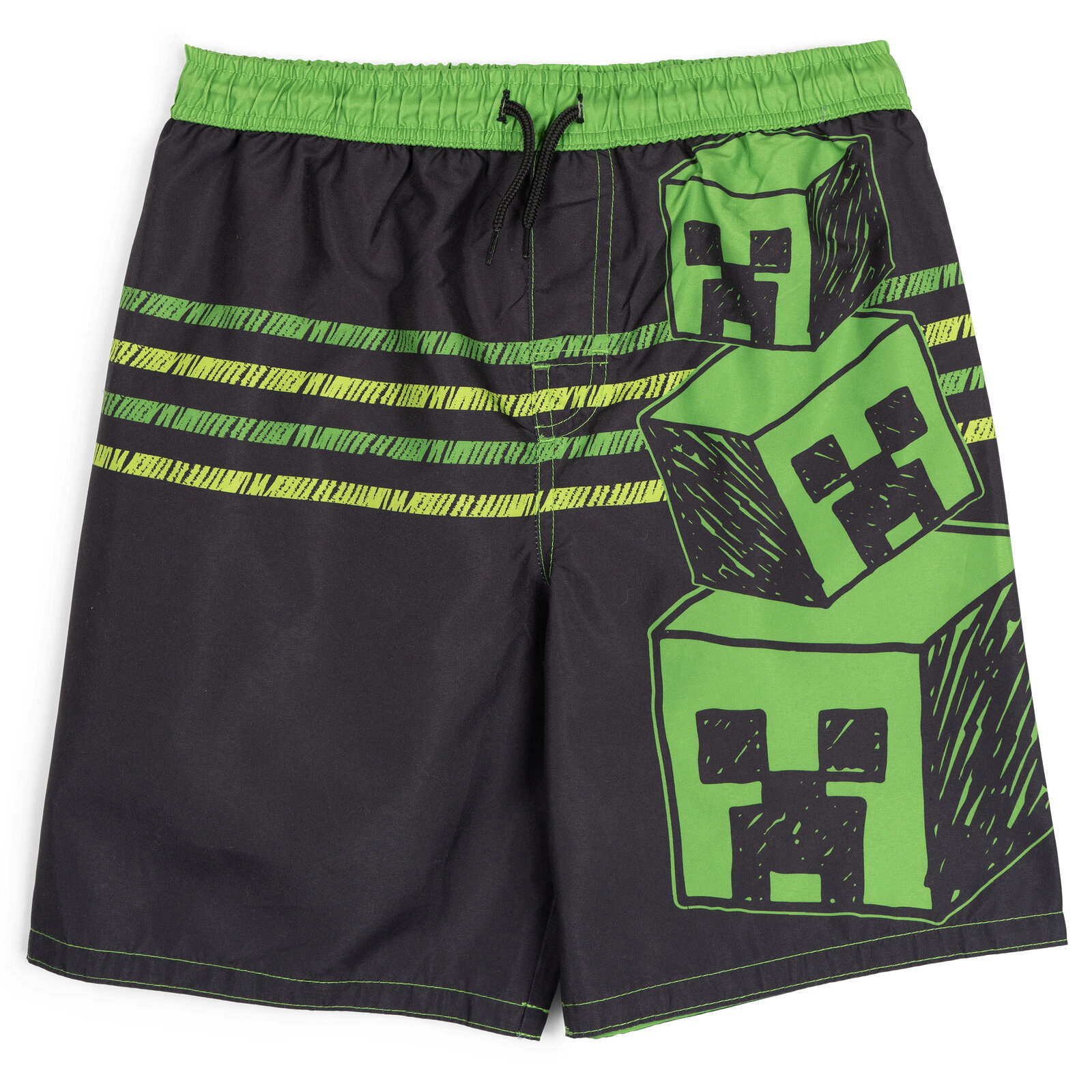 Minecraft Creeper Boys' Swimwear Camp Shirt and Swim Trunks Set