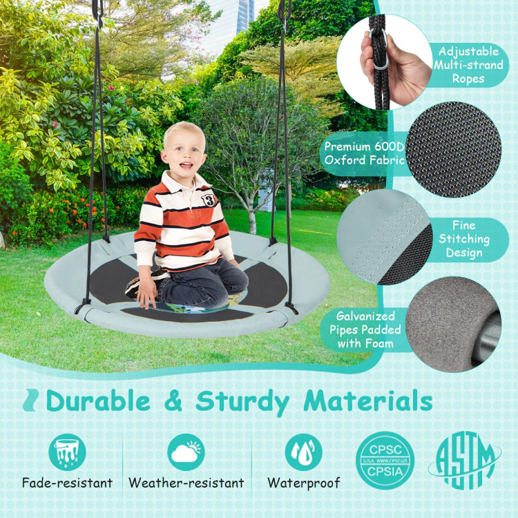 Hivvago 40 Inches Saucer Tree Swing With Adjustable Hanging Ropes And 900D Oxford Fabric