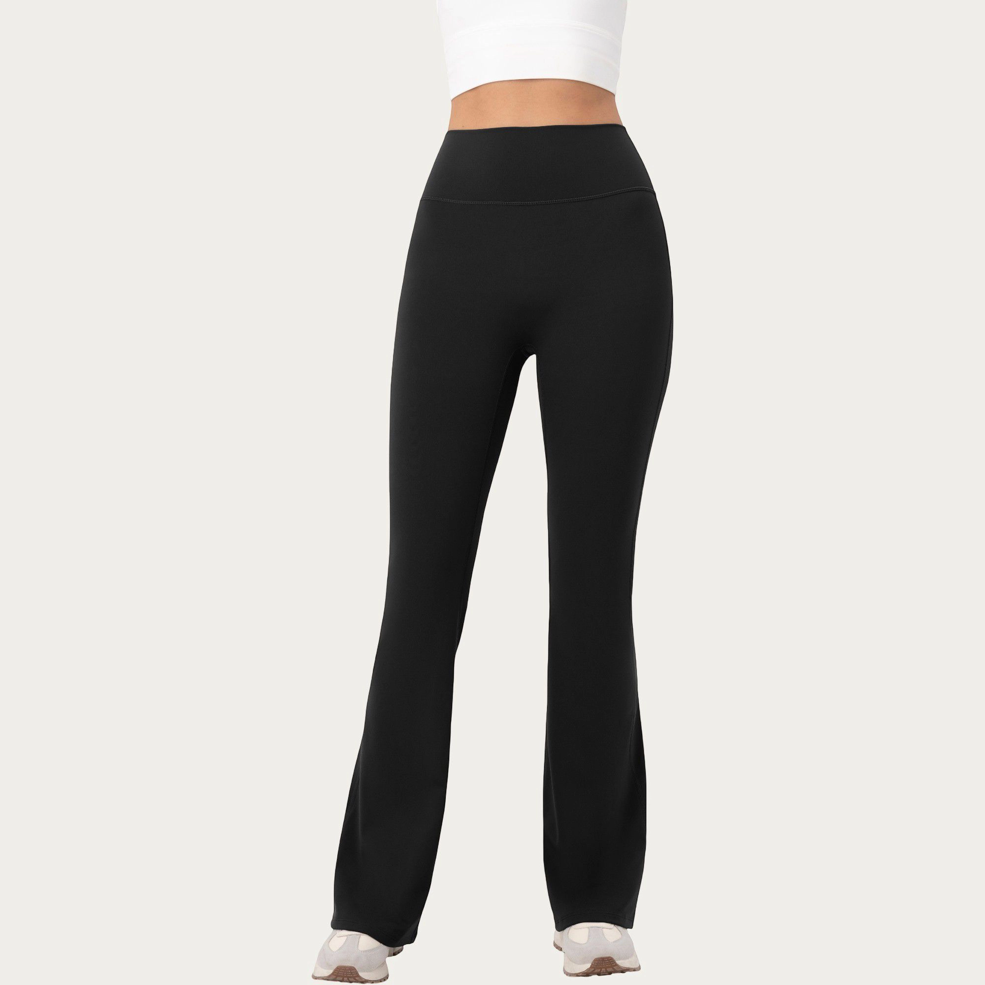Anna-Kaci Active Women's High Waist Flare Leggings with Stretch Knit Fabric and Smooth Sculpting Fit