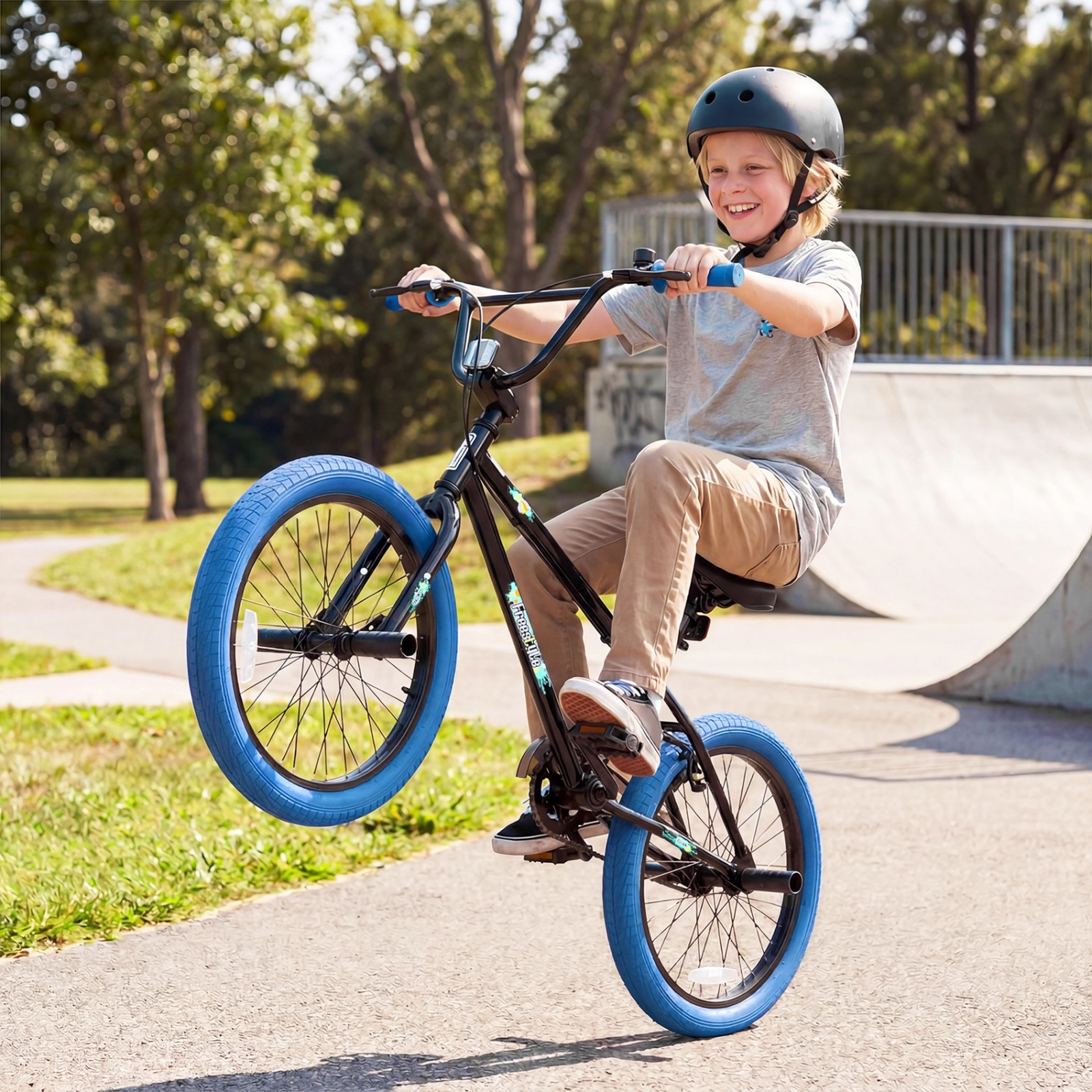 20-in Freestyle BMX Bike with 360-Degree Handlebar and 4 Pegs Rear U-Brake and Adjustable Seat Kids/Teens Ages 8+ Navy