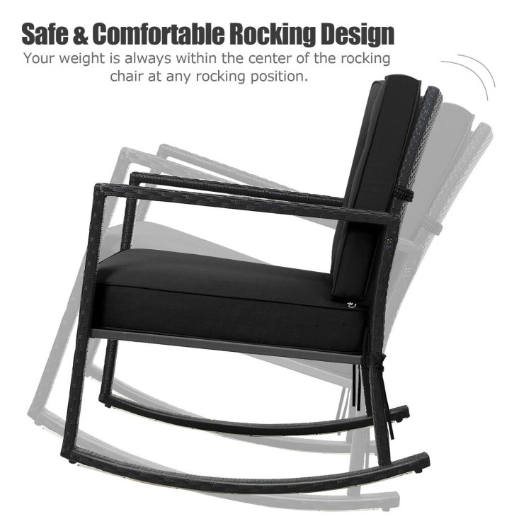 Hivvago Patio Rattan Rocker Outdoor Glider Rocking Chair Cushion Lawn