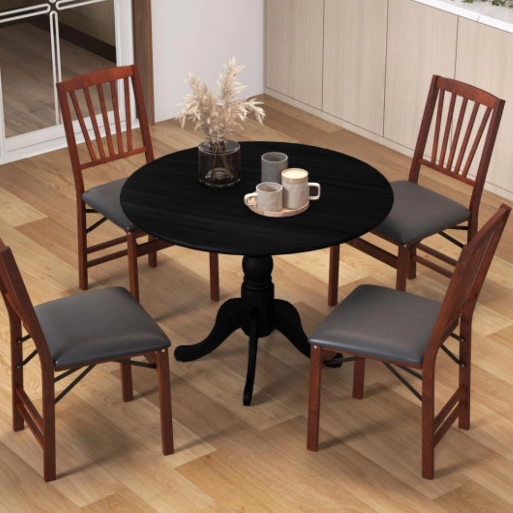 Hivvago Round Dining Table Crafted Wood with Trestle Support