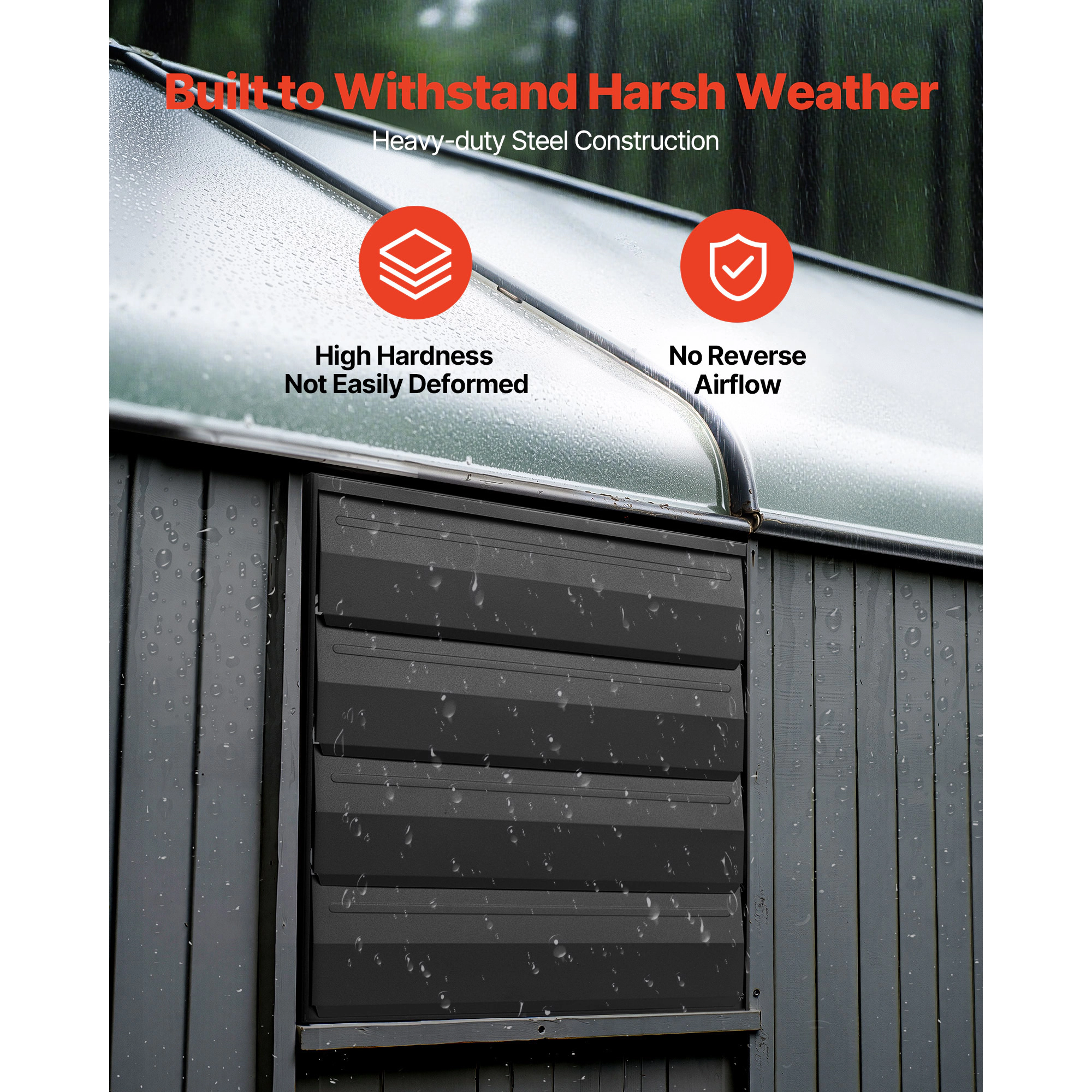 HONGGE Shutter Exhaust Fan Wall Mounted Attic Vent Fan with Smart Programming Variable Speed Temperature Control EC