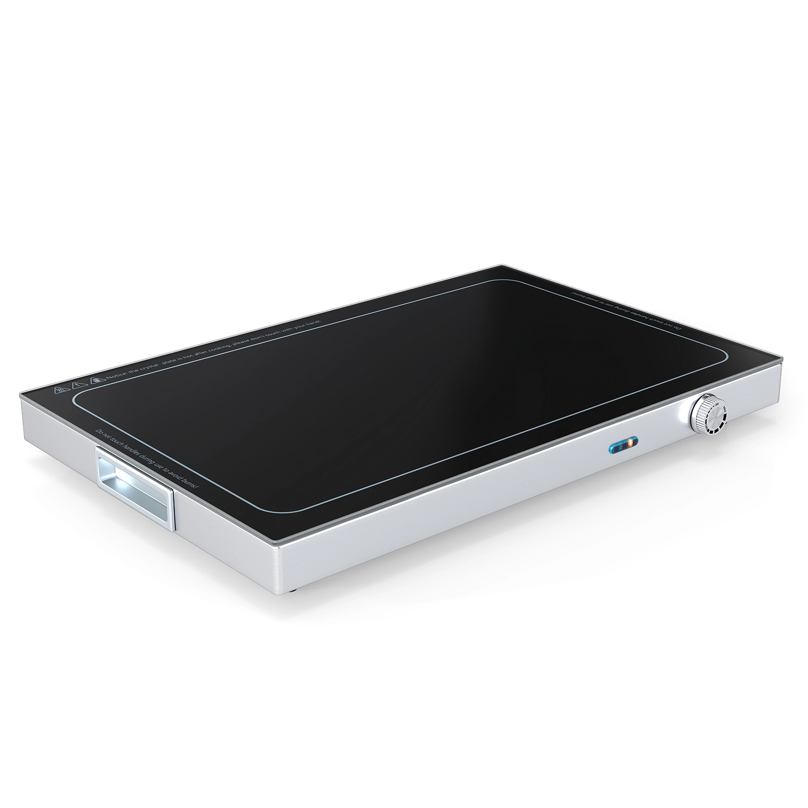 LJG Electric Warming Tray with Adjustable Temperature and Built-in Handles Tempered Glass