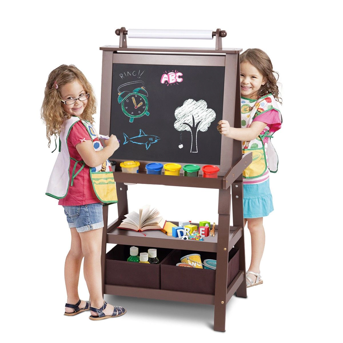 SlickBlue Double-Sided Kids Art Easel with Trays and Paint Cups