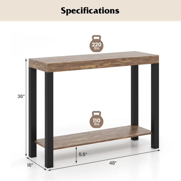 Hivvago Functional 2-Tier Bar Counter Table with Storage Shelves for Home and Entertainment Spaces
