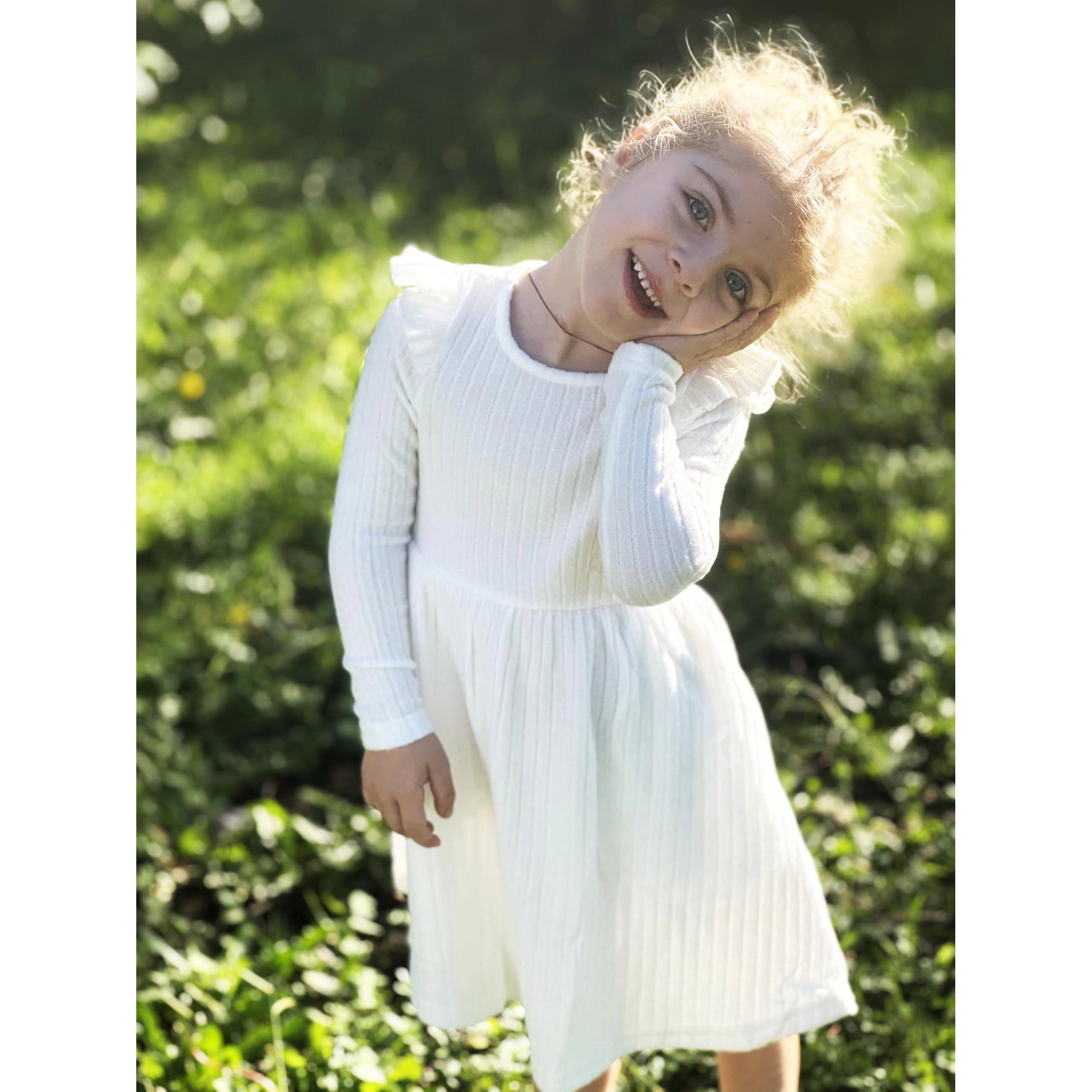 Arshiner Girl's Dress Baby Girl'ss Knitted Ruffle Sleeve Pocket Dresses Aline Flared Fall