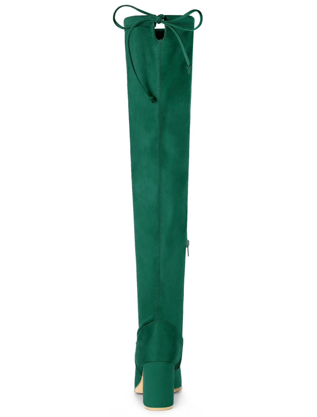BLISSFUL STEP Women Faux Suede Round Toe Chunky Heel Over the Knee High Boots