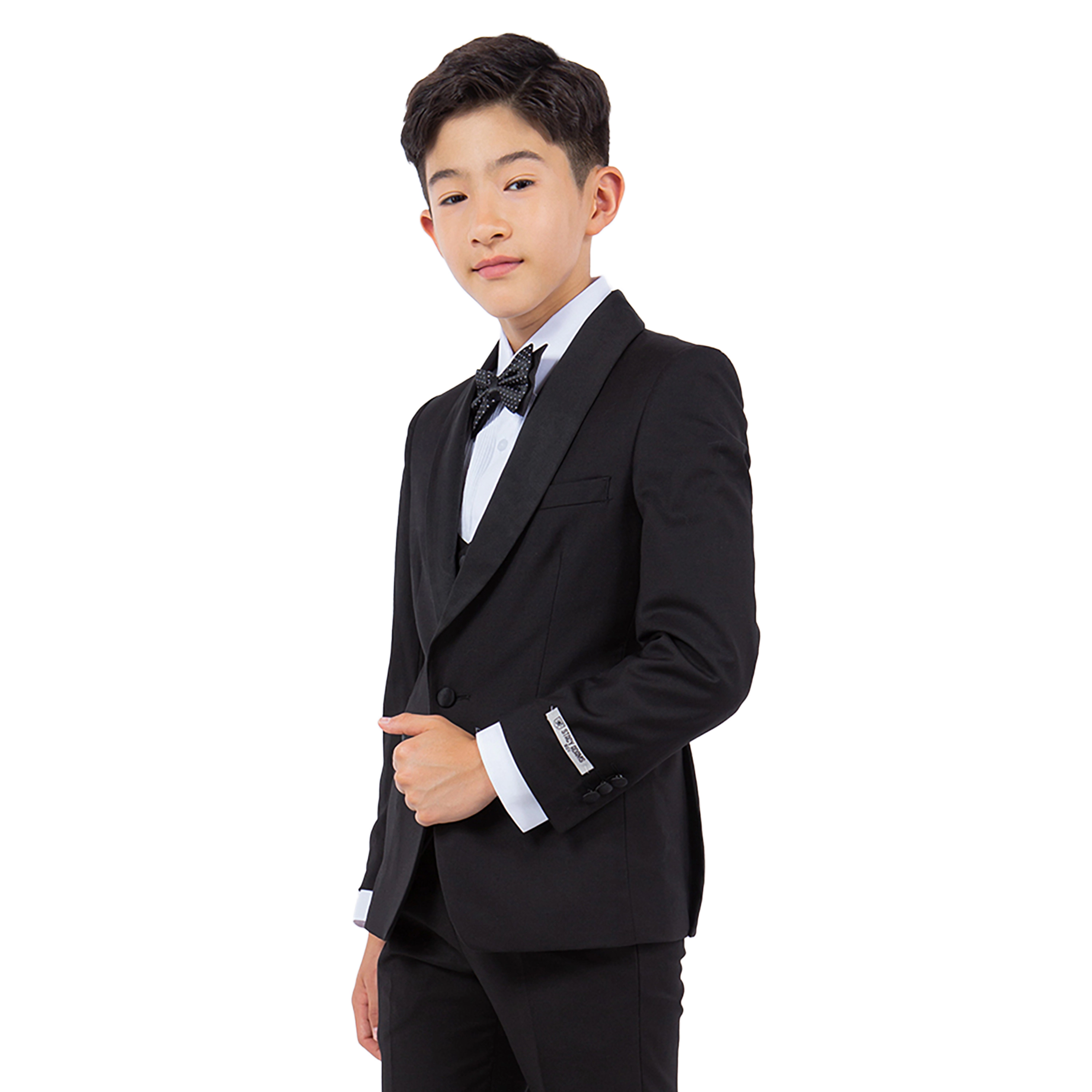 Stacy Adams Boys 5-Piece Slim Fit Tuxedo Set - Jacket, Vest, Pants, Shirt, Bow Tie