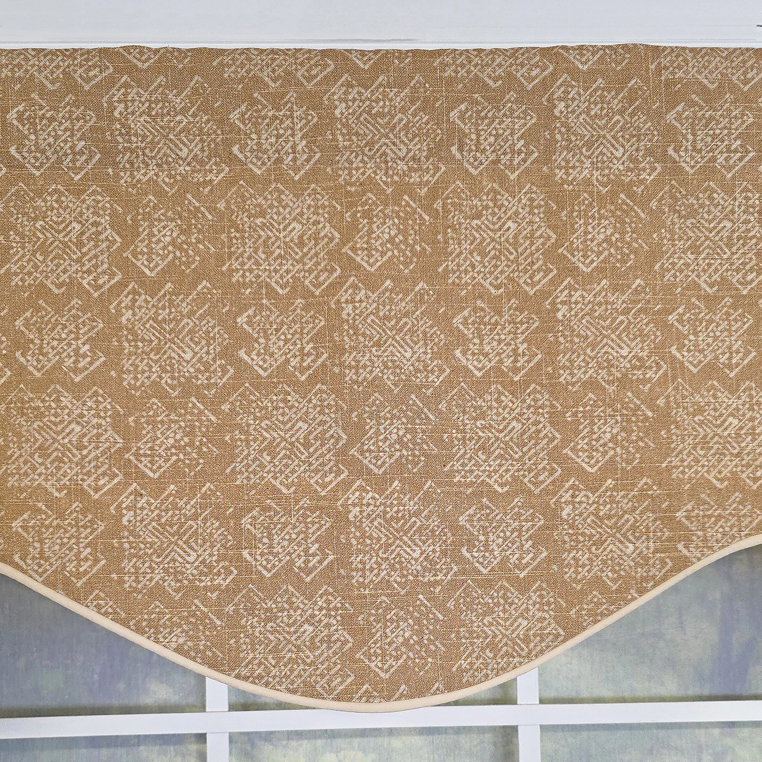 RLF Home Derek Cornice 100% Cotton Rod Pocket Lined  Window Valance 50" x 17" Brown