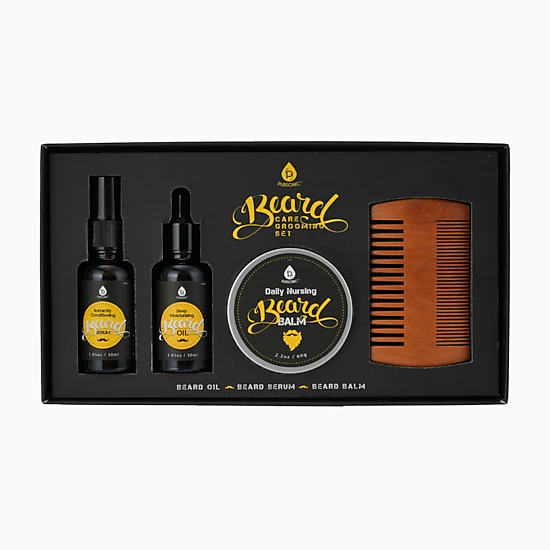 Pursonic Men's Complete Beard Grooming & Moisturizing Care Kit Set